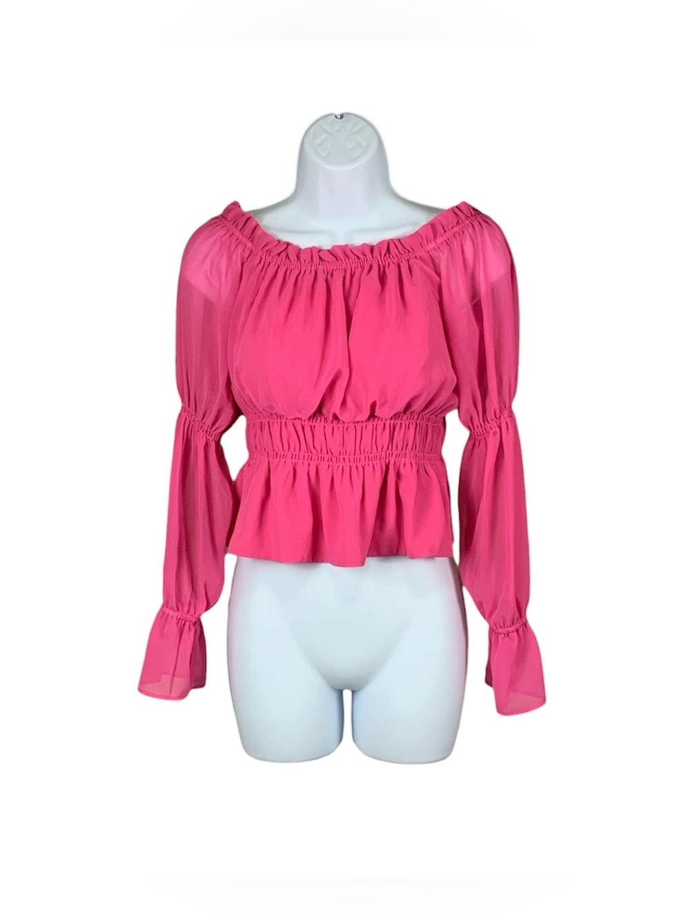 WAYF Hot Pink hot pink Chiffon Peplum Top